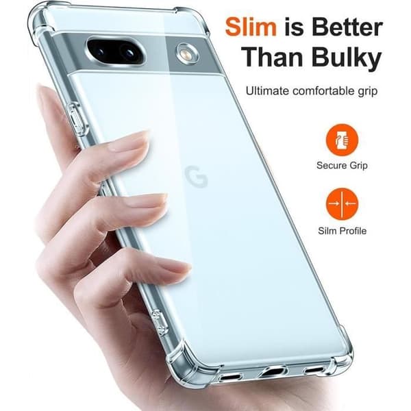 Coque - E.F.CONNECTION - för Google Pixel 7a - TPU Stötabsorberande - Transparent - Förstärkt skydd av hörnen Transparent