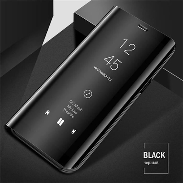 Huawei P30 Lite - Spegel - Flip - Härdat glas - Skydd - Ställningsfunktion Svart
