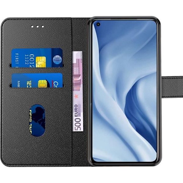 Cover til Xiaomi Mi 11 - E.F.CONNECTION - Antichok Lædereffekt - Sort Tegnebog Svart