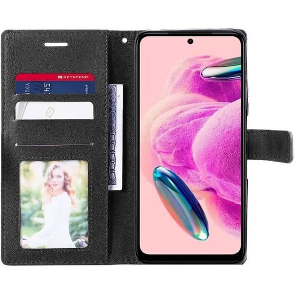 Mobilskal för Xiaomi - Redmi Note 12S - Fällbart Stötskydd - Tvåfärgat PU-Läder - Brun - Kortfickor kastanj