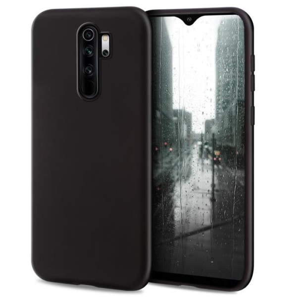 Moozy Minimalist Series silikonfodral för Xiaomi Redmi Note 8 Pro, svart - matt finish, smalt tunt mjukt TPU-fodral