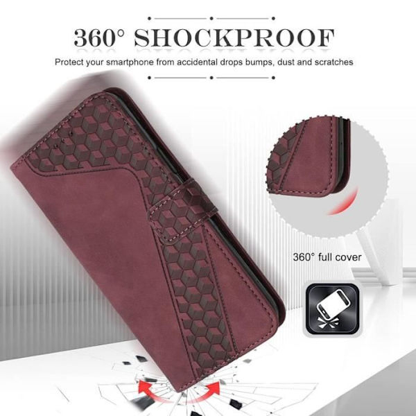Coque til Xiaomi Redmi Note 13 Pro+ 5G - E.F.Connection - Rød - Syntetisk læder - Semi-stiv - Magnetisk Röd