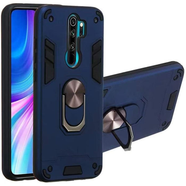 Coque - Xiaomi - Redmi Note 8 Pro - Stöttålig - Magnetiskt Ringstöd - Tunn Mörkblå