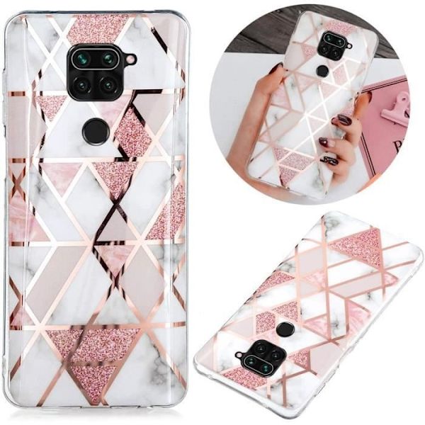 Skyddsfodral för Redmi Note 8Pro - E.F.CONNECTION - Färgglatt marmormönster - TPU Rosa Rosa
