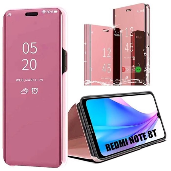 Skyddsskal - E.F.CONNECTION - Redmi Note 8T - Spegeleffekt - Genomskinligt Fönster - Rosa rosa