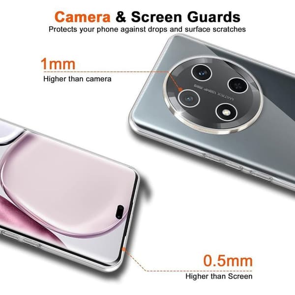 Skyddsfodral för Honor Magic 7 Lite, Transparent Silikon, Halkfri, Repbeständig - 2 Härdat Glas Transparent