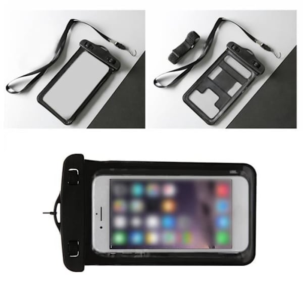 Vattentät telefonväska [IPX8] Vattentätt fodral/fodral/fodral Universal smartphoneväska skydd för 5,1-6,0 tum - SVART
