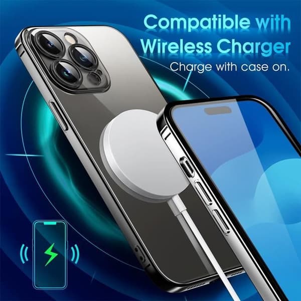 Skyddsskal - E.F.CONNECTION - för iPhone 15 Pro Max - TPU - Svart - 2 Härdat Glas Svart
