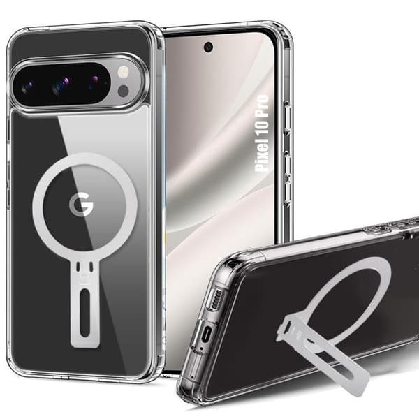 Skal för Google Pixel 10 Pro, Slim Silikon Stötsäker Repfria med Justerbart Stöd Transparent