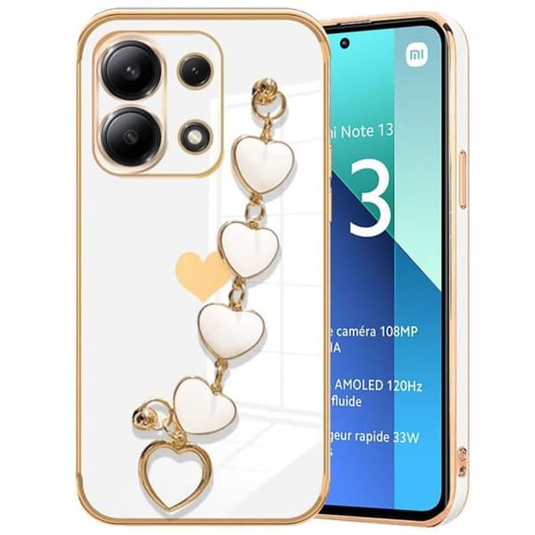 Coque - E.F.CONNECTION - för Xiaomi Redmi Note 13 4G - Silikon Antichock - Mönster Hjärta - Vit Vit