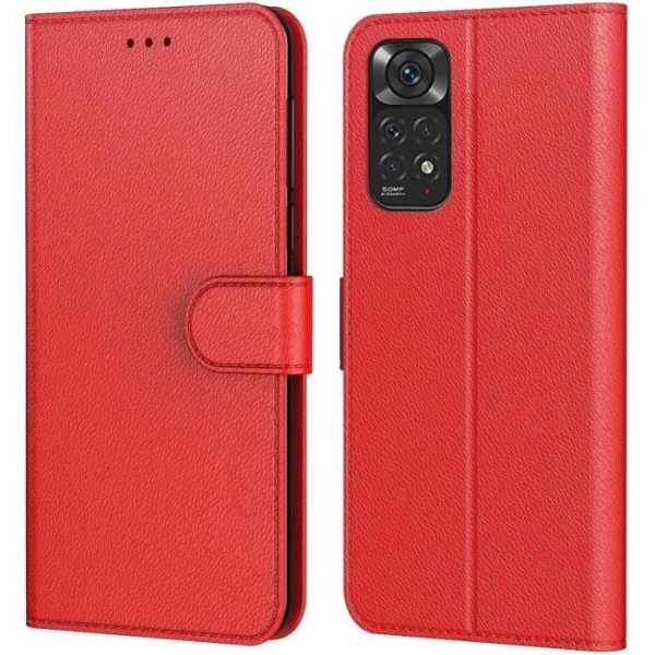 Etui til Redmi Note 11-Note 11S (6") Rød Anti-Shock ensfarvet Anti-ridse lædereffekt 360 graders beskyttelse Röd