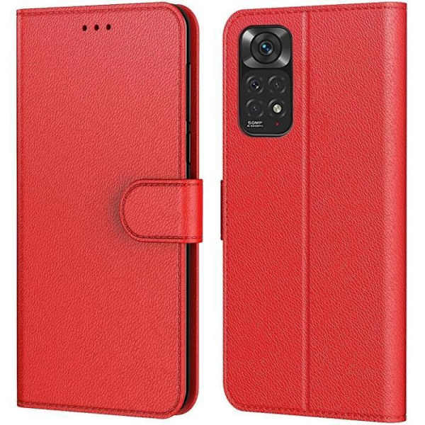 Skyddande Skal - E.F.CONNECTION - Redmi Note 11/11S 4G - Lädereffekt - Stötsäker - 360 Grad Röd