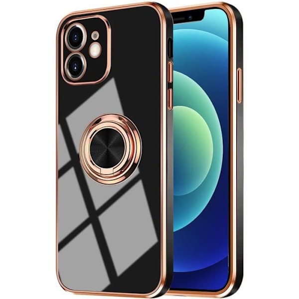 Ringfodral för iPhone 12 (6,1") Svart Lyxigt, Stötsäkert, modemjukt TPU Svart