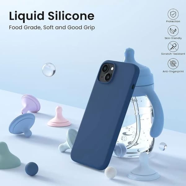 Skyddande skal - E.F.CONNECTION - för iPhone 15 - Ultra Slim - Silikon - Mörkblå marinblå