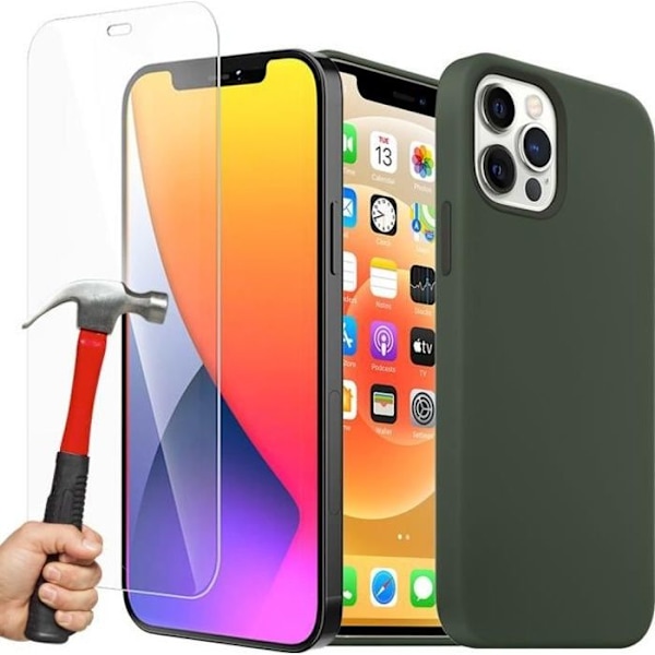 Siliconeväsk - E.F.CONNECTION - iPhone 12 Pro Max - Nattgrön - Stötresistent - Represistent Nattgrönt