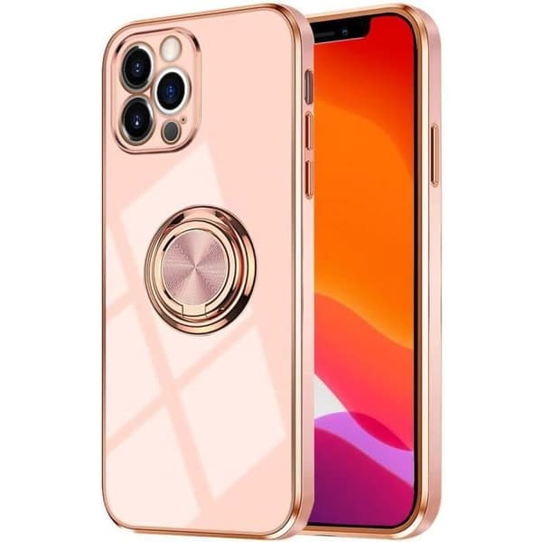 Skyddsskal - E.F.CONNECTION - för iPhone 12 Pro - Rosa - Guldkanter - Rep-resistent Rosa