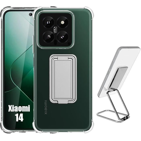 Siliconfodral - Xiaomi - 14 - Stötsäker - Justerbart Stöd - Silver Silver