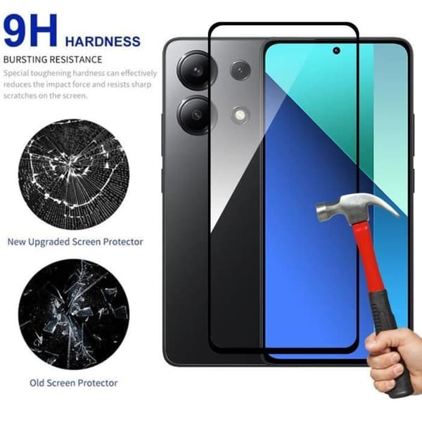 Härdat glas - E.F.Connection - Redmi Note 13 4G-5G - 2 stycken - Repåresistent - Stötsäker Transparent med svart kant