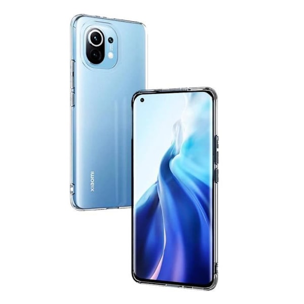 VCOMP - För Xiaomi Mi 11 Lite- Mi 11 Lite 5G 6,55": UltraSlim Gel Silikonfodral - TRANSPARENT + 3 härdat glasfilmer VIT