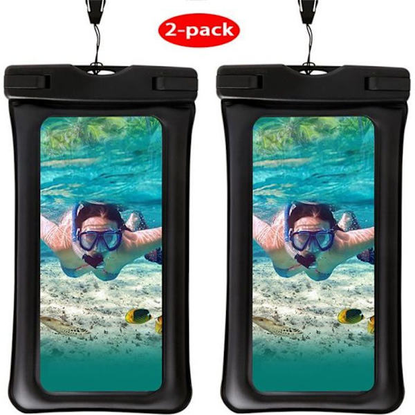 (2-Pack) Vandtæt, flydende smartphone-pose - HOOXSPEED - Sort - Dykning Svømning