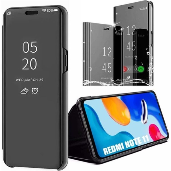 Etui til Xiaomi Redmi Note 11 - 11S sort helkrop anti-ridse anti-shock spejleffekt Elegant Svart