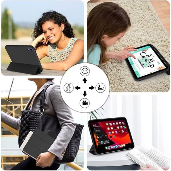 Coque + Härdat Glas - för iPad Air 13 Tum - Stötskydd - Fällbart Stöd - Svart Svart