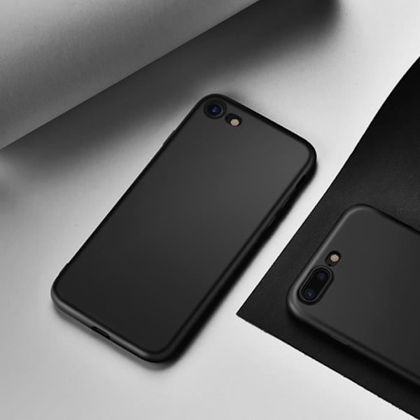iPhone 8 Cover - Stødabsorberende - Silikone TPU - Ultra Tynd - Mat Finish - Sort Svart