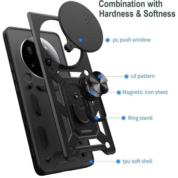 Skyddsskal - E.F.CONNECTION - för Xiaomi 15 Ultra - Stötsäker - Ringstöd - Kameraskydd Svart