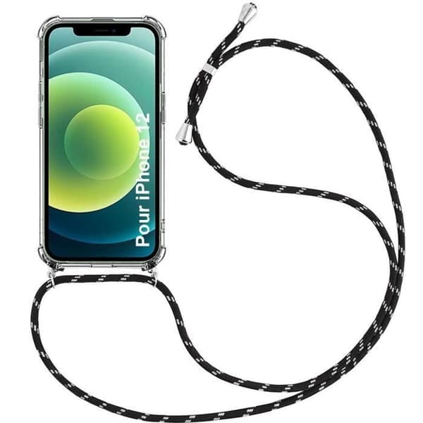 Skyddsskal - E.F.CONNECTION - för iPhone 12 - Flexibelt - Transparent-Svart - Utmärkt elastisk skydd. Transparent-svart