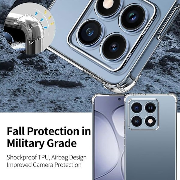Coque til Xiaomi 14T - Forstærkede Hjørner med Turkis Snor - E.F.Connection® Transparent