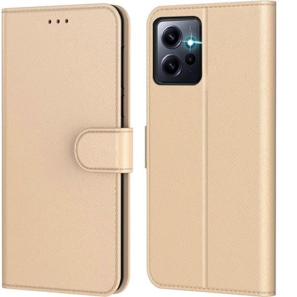 Fodral till Xiaomi Redmi Note 12 - Guld Anti-Rapskydd Mjukt PU-läder 360 grader