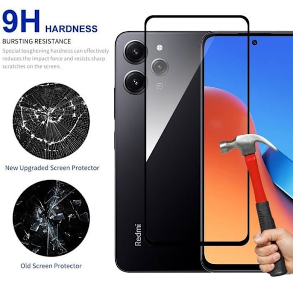 Skærmbeskyttelse - E.F.Connection - Redmi 12 - Pakke med 4 - 9H hærdet glas - Ridsefast Transparent med svart kant