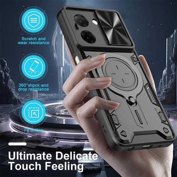 Coque - E.F.CONNECTION - För Xiaomi Redmi A5 - Stötsäker - Magnetisk ringhållare - Kameraskydd Svart