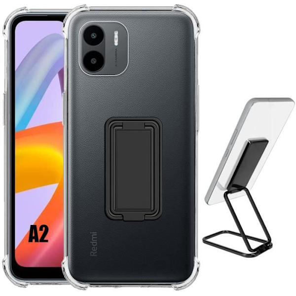 Fodral till Xiaomi Redmi A2 Stötsäker Ultra Slim Transparent med justerbart stöd Metall Svart