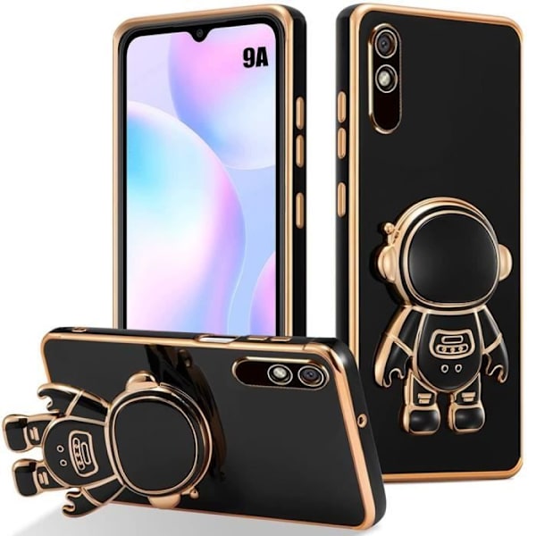 Fodral för Xiaomi Redmi 9A, Slim Anti-Scratch Mjuk TPU med justerbart Stativ Astronaut Mönster - Svart