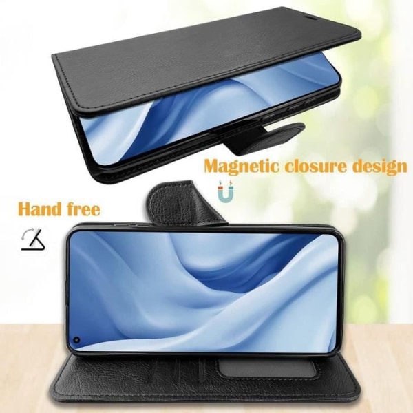 Etui til Xiaomi 11 Lite 5G (6,55") Magnetisk lukning Design Solid lædereffekt Elegant sort Svart