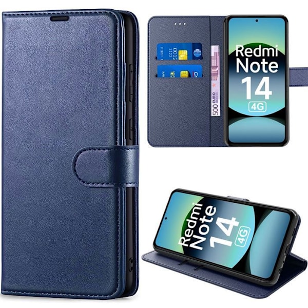 Coque för Xiaomi Redmi Note 14 4G (inte för 5G) Skydd Fodral i Syntetiskt Läder Stöttålig Mörkblå marinblå