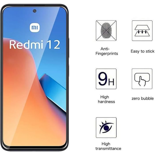 Härdat glas för Xiaomi Redmi 12 5G-4G - 4 delar - Tunt stötsäkert transparent skyddsglas (ej för Redmi Note 12) Transparent