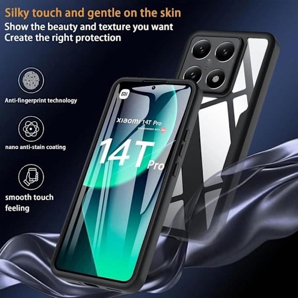 Beskyttelsesetui - E.F.CONNECTION - Xiaomi 14T Pro - Stødsikker - Gennemsigtigt design - Sort kant Svart