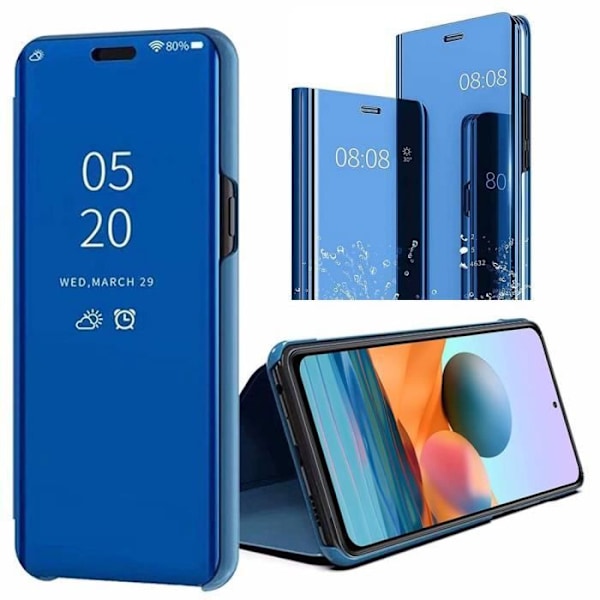 Skyddsfodral för Redmi Note 10 4G - E.F.CONNECTION - Spegeleffekt Tanslucent Window - Blå blå