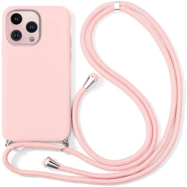 Cover med snorhalskæde - E.F.CONNECTION - iPhone 13 Pro - Fleksibel - Flydende silikone - Lyserød Rosa