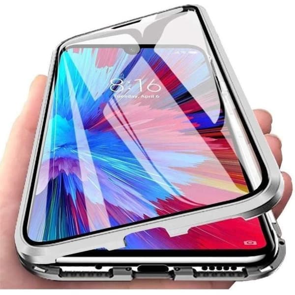 Skyddsskal - E.F.CONNECTION - Redmi Note 9 - Härdat Glas - Silver - Magnetisk 360° Silver
