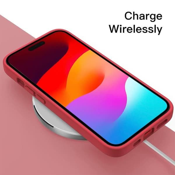 Skydd för iPhone 15 - Silikon - Röd - Halkfri - Flexibel - 2 Härdat Glas Röd