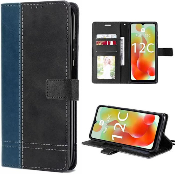 Fodral till Xiaomi Redmi 12C - Redmi 11A - Marinblå Anti-Scratch 360 graders skydd Bicolor