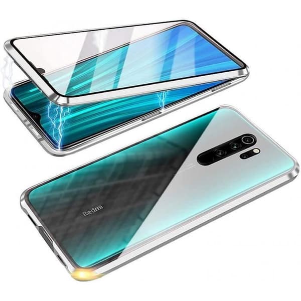 Skyddsfodral för Redmi 9 (6,53") - E.F.CONNECTION - Magnetiskt härdat glas - Silver Silver