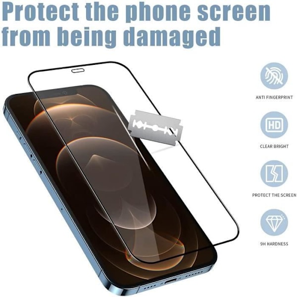 Skärmskydd i härdat glas - E.F.CONNECTION - för iPhone 13 Mini - Motstånd 9H - 3-pack Transparent med svart kant