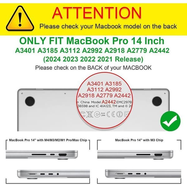 Skyddsskal - MacBook - Pro 14 Tum - Stöttålig - Transparent - Slim Transparent