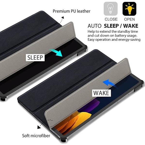Coque Tablet - E.F.CONNECTION - til TAB S7 - Sort - Tynd - Flere vinkler Svart