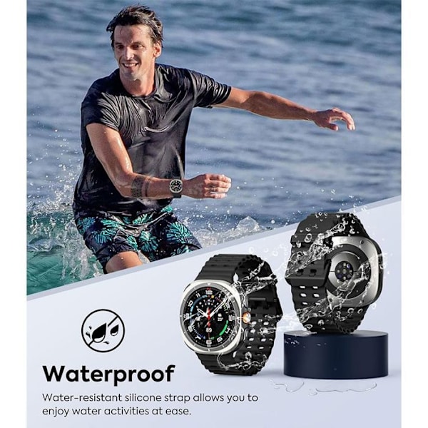 Armband för Samsung Galaxy Watch Ultra 47mm, Klassisk Spänne Justerbar Längd Mjuk Silikon Svart Svart