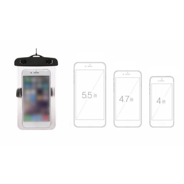 Vattentät telefonväska [IPX8] Vattentätt fodral/fodral/fodral Universal smartphoneväska skydd för 5,1 till 6,0 tum - transparent